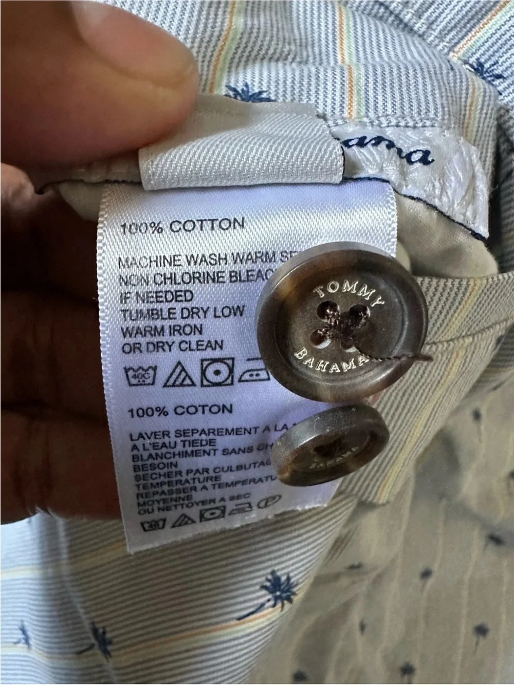 Tommy Bahama Shorts Reversible Blue Madras Plaid Palm Tree 10